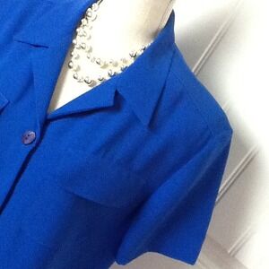 Mary McFadden Collection Dress Cobalt Blue‎ Short Sleeve Career Vintage Size 12